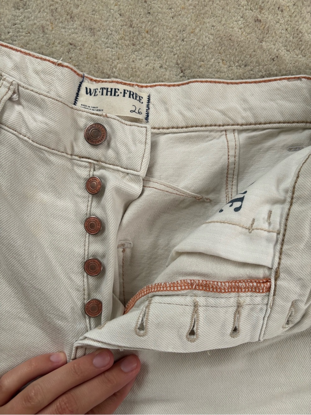 We The Free Men's Cream Slim Button-Fly Jeans